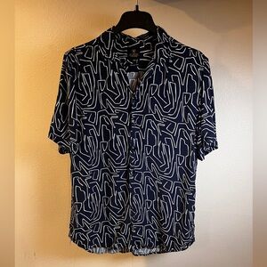 Navy and White Geometric Men's Shirt